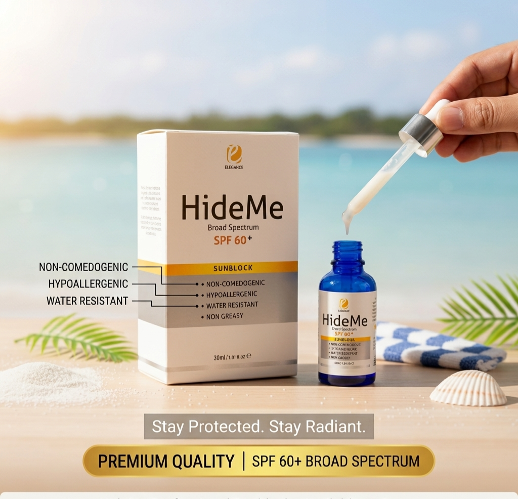 HideMe Broad Spectrum SPF 60+ Sunblock – Maximum UV Protection