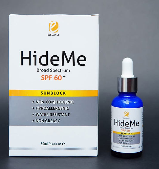 hideme spf 60 sunblock packaging