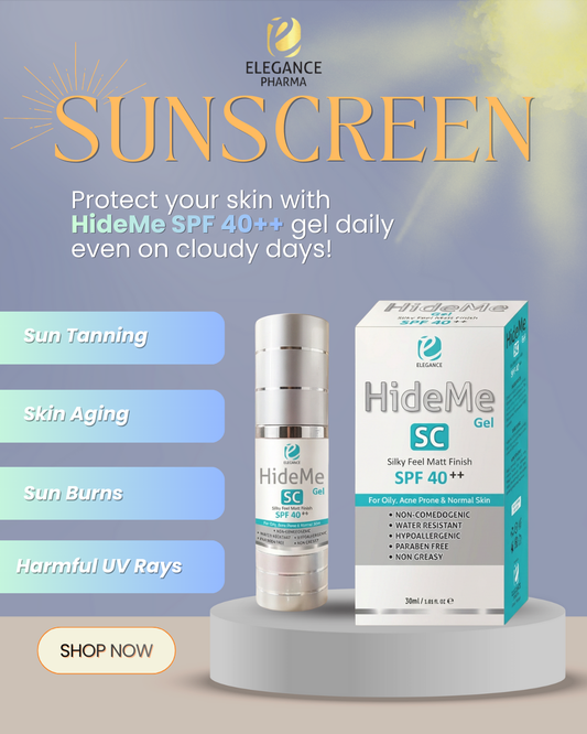 HideMe Gel SC SPF 40++ | Broad Spectrum Sun Protection | Elegance Pharma
